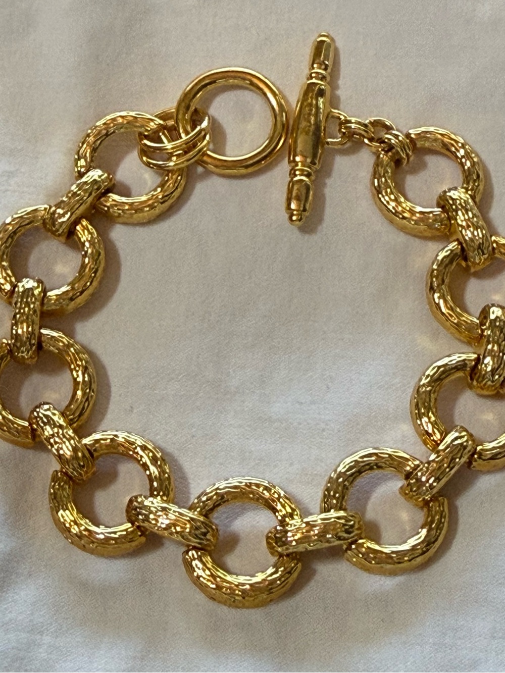 Gold Link Toggle Bracelet KJL Kent Lane Hammered